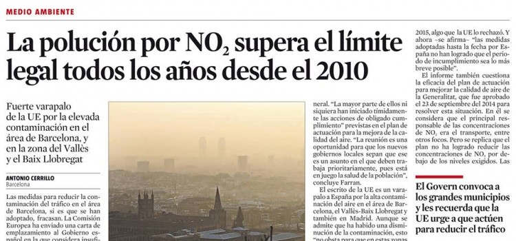 La polución de  NO2 supera el límite todos los años en Barcelona